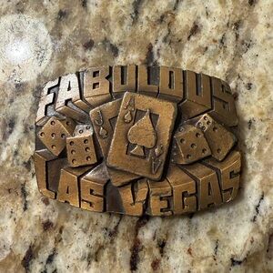 Vintage 1980 Metalcraft Fabulous Las Vegas Casino Belt Buckle